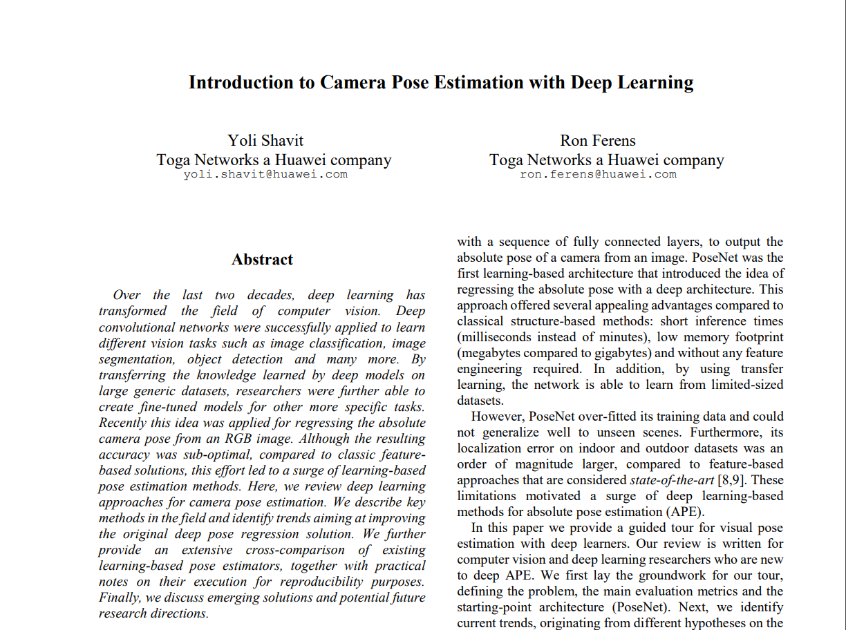 Introduction to Camera Pose Estimation with Deep Learning